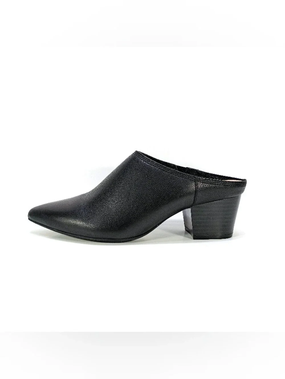 Clarks Ellanie Pace Womens 6.5 Black Leather Point Toe Slip On Block Heel Pumps